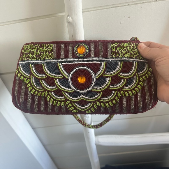Elegant Multicolor Beaded Women's Bag burgundy, blue green yellow - Picture 5 of 9